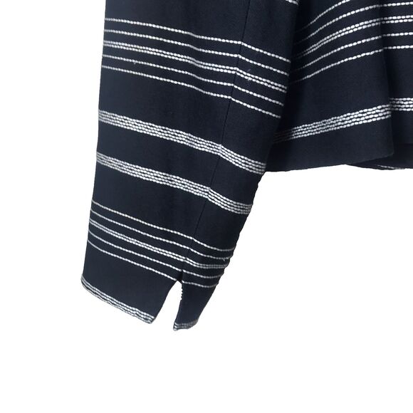 H&W Size 18 Waist Length Blazer Jacket Women's Black With Gray Strips Career - Picture 12 of 15